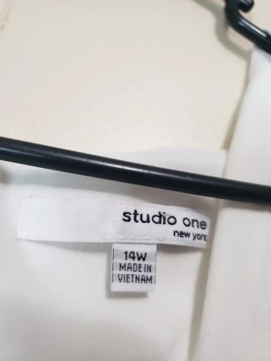 Studio One Womens Plus 14W Sheath Dress Colorblock White Black Office Career NWT - Picture 6 of 7